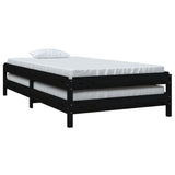 Stack Bed without Mattress Black 80x200 cm Solid Wood Pine 820401