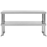 Kitchen Work Table with Overshelf 120x60x150 cm Stainless Steel 3054471