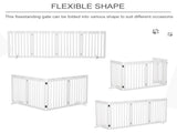 Wooden Pet Gate Foldable Freestanding Dog Safety Barrier w/ Support Feet T3398P349696
