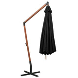 Hanging Garden Parasol with Pole Black 3.5x2.9 m Solid Fir Wood 313772