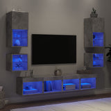 8 Piece TV Wall Units with LED Concrete Grey Engineered Wood 3216593