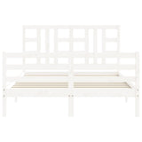 Bed Frame without Mattress White King Size Solid Wood 3193927