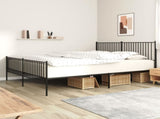 Metal Bed Frame without Mattress with Footboard Black 200x200cm 350889