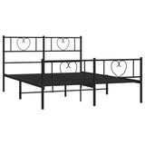 Metal Bed Frame without Mattress with Footboard Black 120x200cm 355479