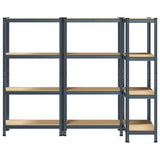 4-Layer Storage Shelves 3 pcs Anthracite Steel&Engineered Wood 3307582