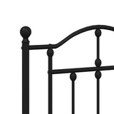 Metal Bed Frame without Mattress with Headboard Black 160x200cm 353442