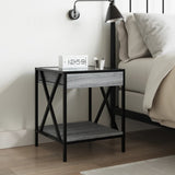 ZNTS Bedside Table with Infinity LED Grey Sonoma 40x40x49 cm 3284099