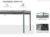 3 x 2m Retractable Roof Gazebo, Wall Mounted Pergola Canopy Garden Shelter for Sun Shade, Grey T3398P310855
