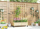 Wooden Trellis Planter, Raised Garden Bed with Wheels, to Climb and Grow Vegetables, Herbs and T3398P313611