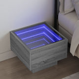 Bedside Table with Infinity LED Grey Sonoma 40x40x30 cm 3284068