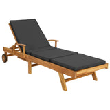 Sun Lounger Folding Brown and Dark Grey Solid Teak Wood 42032671
