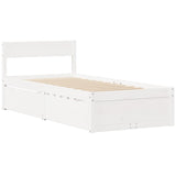 Bed with Drawers and Mattress White 100x200 cm Solid Wood Pine 3281905