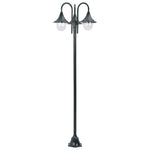 ZNTS Garden Post Light E27 220 cm Aluminium 3-Lantern Dark Green 44216