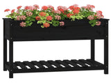 Planter with Shelf Black 111.5x54x81 cm Solid Wood Pine 823791