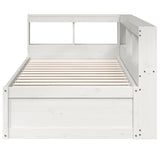 ZNTS Bookcase Bed without Mattress White 90x200cm Solid Wood Pine 3324470