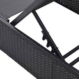 Sun Lounger Reclining Black 200.5 x 70 x 75 cm Poly Rattan 42004125