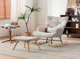 Rocking Chair, Fabric Relaxing Chair Wingback Accent Chair Solid Wood Legs, Accent Armchair N605P181754Z