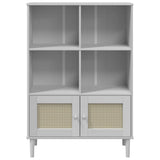 Bookcase SENJA Rattan Look White 90x35x130 cm Solid Wood Pine 358062
