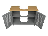 Modern Double Shutter Door MDF Spray Paint Bathroom Sink Cabinet Gray 95544166