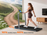 Folding Walking Treadmill, Under Desk Walking Pad with Incline, Silver Tone T3398P552675