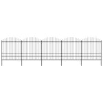 ZNTS Garden Fence with Spear Top Steel x8.5 m Black 277752