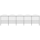 ZNTS Garden Fence with Spear Top Steel x8.5 m Black 277752