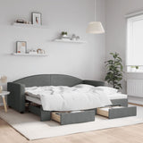 Daybed with Trundle&Drawers without Mattress Dark Grey 90x190 cm Single 3197262