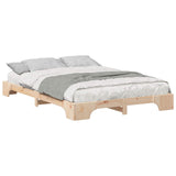 Bed Frame Brown 140 x 220 cm Solid Pine Wood 872920