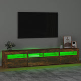 TV Cabinet with LED Lights Smoked Oak 210x35x40 cm 3152735