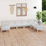 8 Piece Garden Lounge Set Solid Wood Pine White 3082985