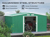 9 x 6ft Metal Garden Shed, Outdoor Storage Tool House with Ventilation Slots, Foundation Kit and T3398P318686