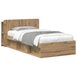 Bed Frame with Storage Artisan Oak 90 x 190 cm Engineered Wood 3433327