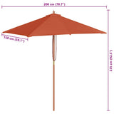 Garden Parasol with Wooden Pole 150x200 cm Terracotta 44538