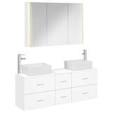 Bathroom Furniture Set 4 pcs White Engineered Wood and Glass 3406863