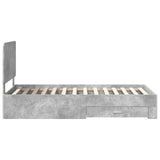 Bed Frame with Drawer Concrete Grey 70 x 190 cm Engineered Wood 3412849