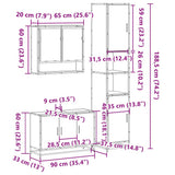 3 Piece Bathroom Furniture Set Brown Oak Engineered Wood 3301104