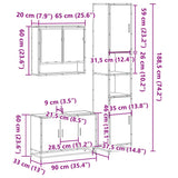 ZNTS 3 Piece Bathroom Furniture Set Grey Sonoma Engineered Wood 3301103