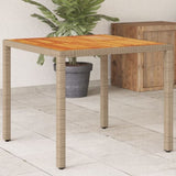 Garden Table Beige 90x90x75 cm Poly Rattan Acacia Wood 368124