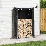 Firewood Rack with Rain Cover 150x40x200 cm Galvanised Steel 4104952