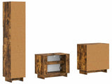 3 Piece Bathroom Cabinet Set EDE Smoked Oak Engineered Wood 3417419