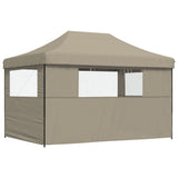 Foldable Party Tent Pop-Up with 3 Sidewalls Taupe 4005018