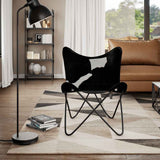 Butterfly Chair Black and White Real Cowhide Leather 243729