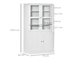 Modern Bookcase with Glass Doors, Display Storage Cabinet with Adjustable Shelves for Living Room, T3398P378013