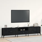 ZNTS TV Cabinet with Drawer Black Oak 200x25x44 cm Engineered Wood 863677