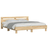 ZNTS Bed Frame with LED without Mattress Sonoma Oak 160x200 cm 3207534