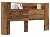 Headboard Cabinet with LED Old Wood 140 x 16.5 x 103.5 cm 8006566