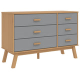 Drawer Cabinet OLDEN Grey and Brown Solid Wood Pine 358592