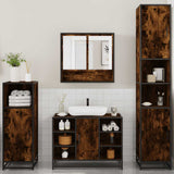 4 Piece Bathroom Furniture Set Smoked Oak Engineered Wood 3301242
