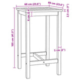 Bar Table Natural 60 x 60 x 105 cm Solid-Teak 42030006