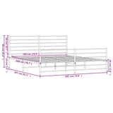 Metal Bed Frame without Mattress with Footboard White 180x200cm 352390